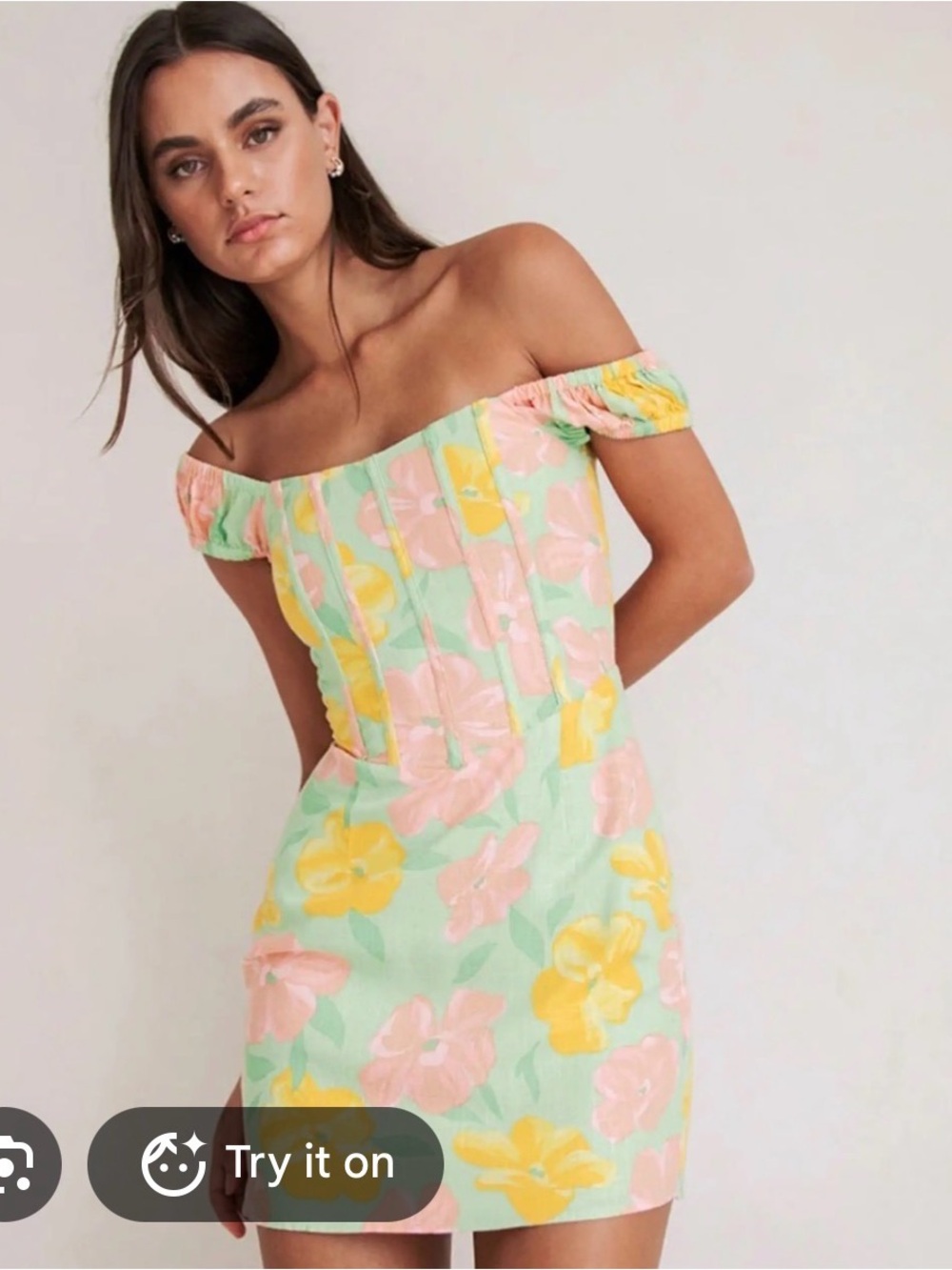 Sabo Skirt S Tillie— Floral Mini Dress in Mint, Pink & Yellow